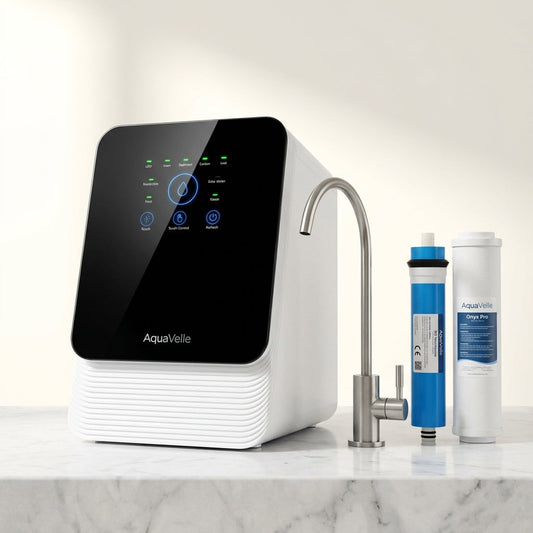 AquaVelle Onyx Pro Smart RO Water Filtration System — Studio Shot