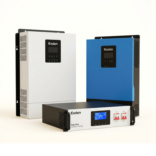 Exden Trio Pro Hybrid Solar Inverter Set — Studio Shot