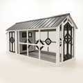 Walk-In Chicken Coop Built for Backyard Poultry, Solid Wood Frame, Metal Roof, Cross-Braced Panels