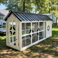 Walk-In Chicken Coop Built for Backyard Poultry, Solid Wood Frame, Metal Roof, Cross-Braced Panels