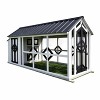 Walk-In Chicken Coop Built for Backyard Poultry, Solid Wood Frame, Metal Roof, Cross-Braced Panels