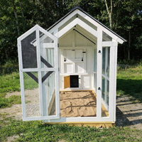 Walk-In Chicken Coop Built for Backyard Poultry, Solid Wood Frame, Metal Roof, Cross-Braced Panels